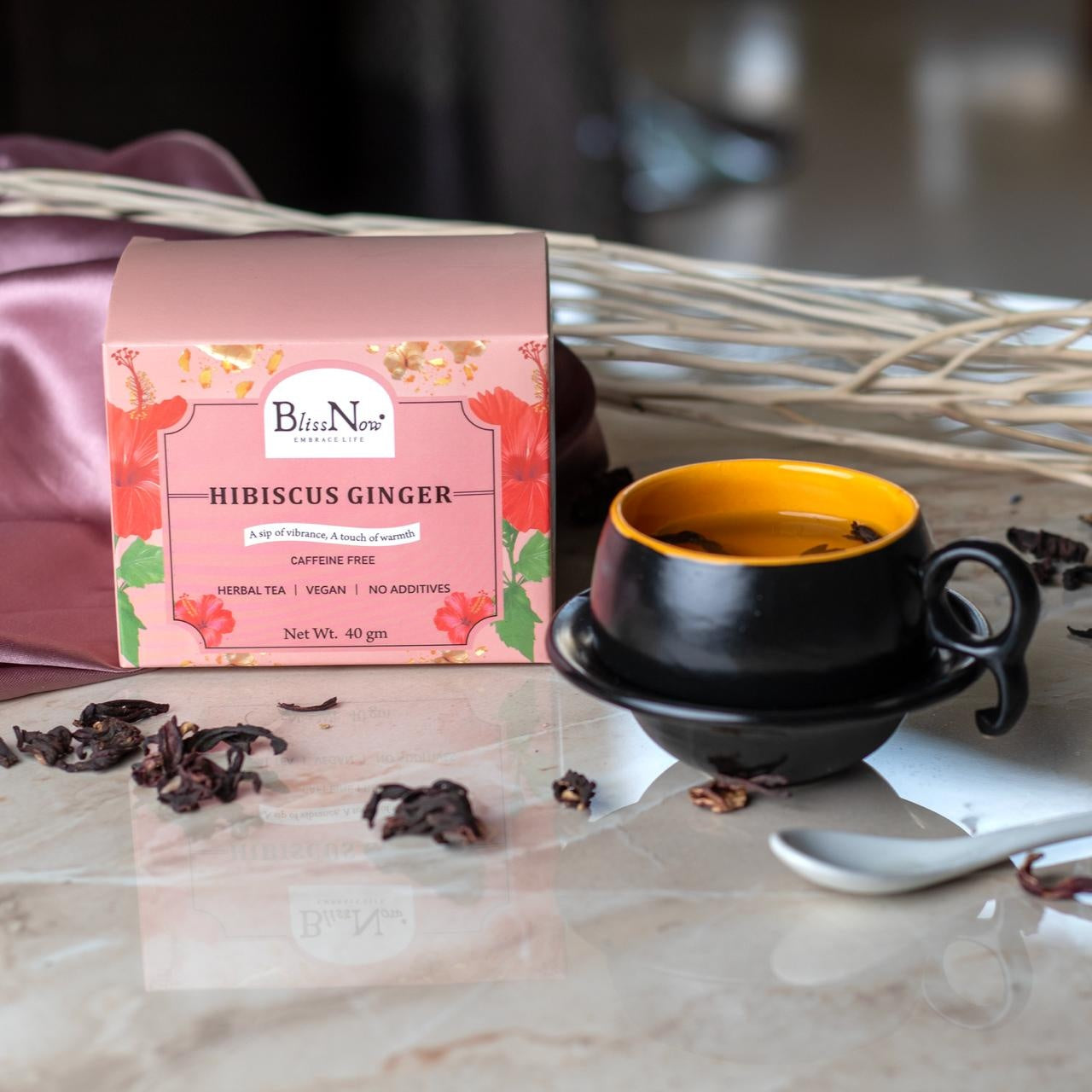 Blissnow , Hibiscus  ginger, healthy drink, tea, Herbal tea , Herbal infusion , clear skin, detox body,  wellness, blissnow.in  100% natural 