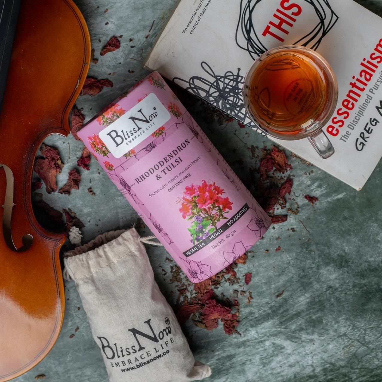 Blissnow.in,Rhododendron_Tulsi_ skin detox, health and wellness, clear skin, tasty, Herbal detox, herbal tea, Herbal infusion, Blissnow, 