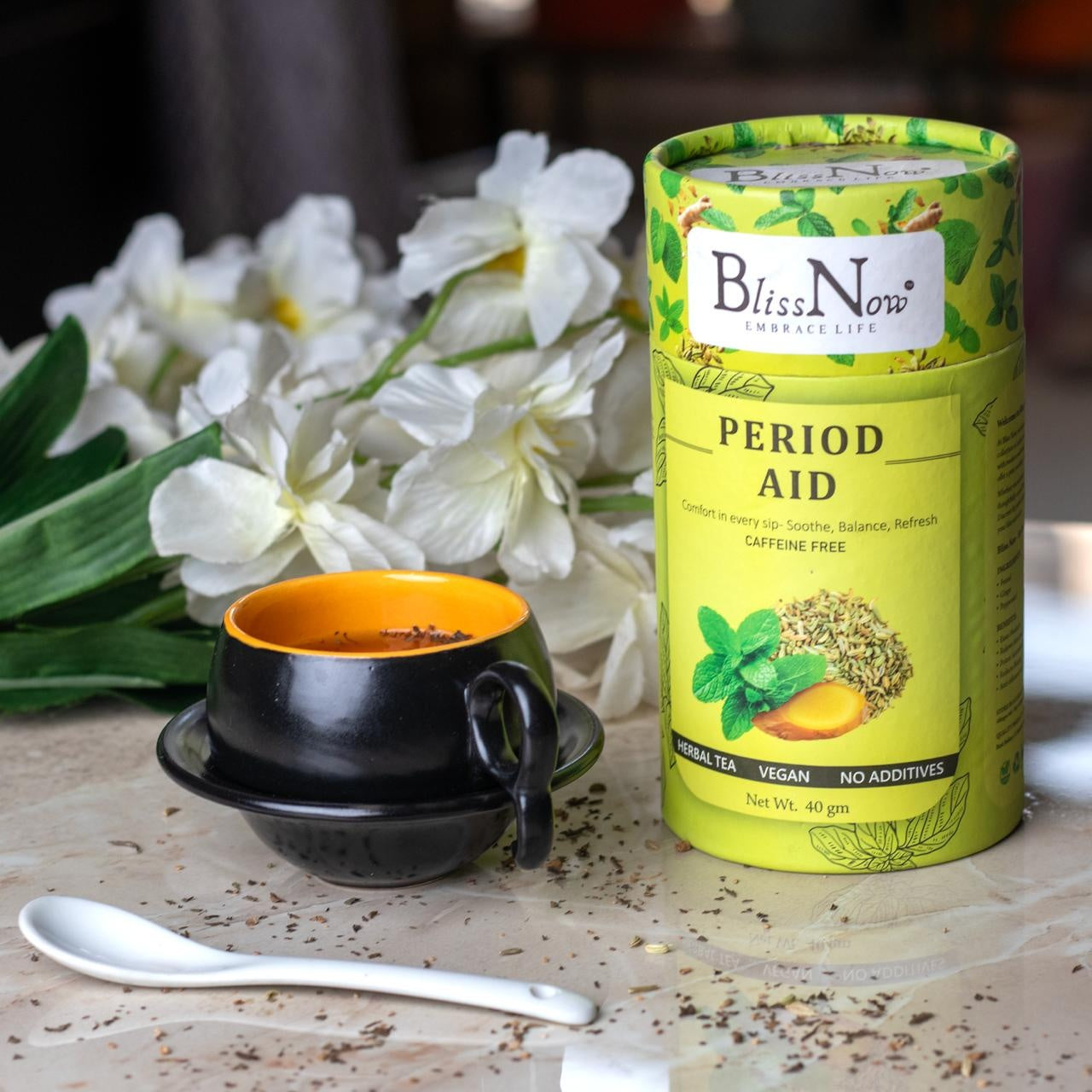 Blissnow PeriodAid_ healthy lifestyle, detox tea, infusion, clear skin, detox bosy, morning freshness, wellness , weight loss , loose leaf tea
